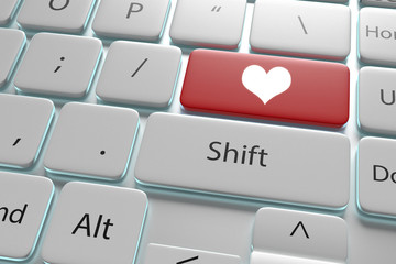 3d illustration a button "find love" on your keyboard