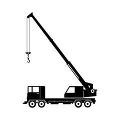 mobile truck crane industry hang lifter equipment vector graphic isolated illustration