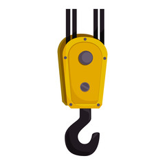 hook crane hang pull metal equipment work industry construction vector graphic isolated illustration
