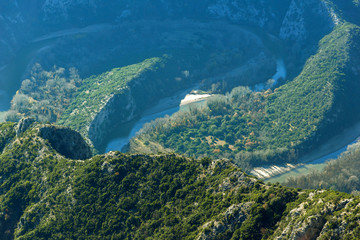 Amazing Panorama of Nestos Gorge near town of Xanthi, East Macedonia and Thrace, Greece