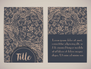 Cover template with hand drawn flowers and place for your text. Can be used for postcard, invitation, brochure, cover book, catalog. Size A4. Vector illustration, eps10