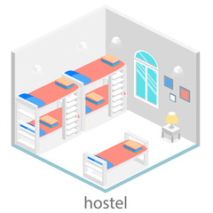 Isometric hostel room