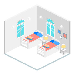 Isometric hostel room