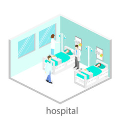 Isometric flat interior of hospital room.