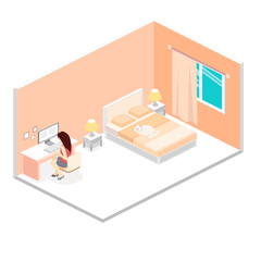 modern bedroom design in isometric style.