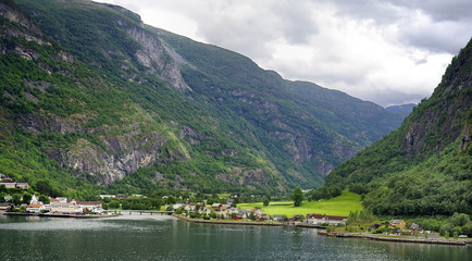 Fototapeta na wymiar The Hills of the Flaam Fjord