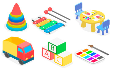 Fototapeta premium Set of isometric toys.