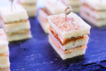 Sandwiches Canapes with fish.
