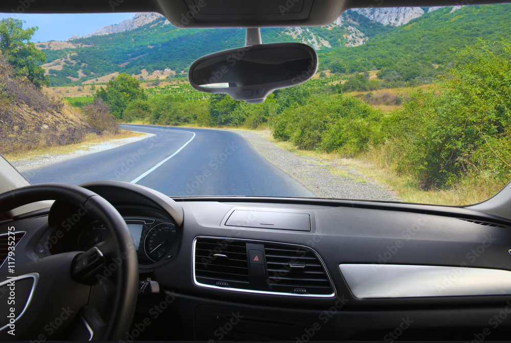 Canvas Prints car going on the mountain road