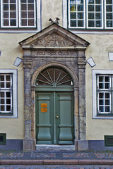 Old City of Riga, Latvia A selection of interesting decorative building facades and doors of different architectural styles; art-nouveau, baroque and others.