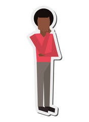flat design dark skin faceless man icon vector illustration