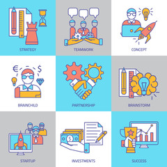 Teamwork Linear Colored Icons