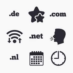 Top-level domains signs. De, Com, Net and Nl.