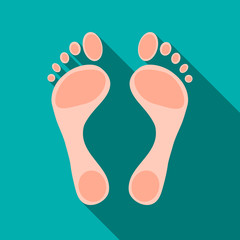 Human feet icon in flat style isolated with long shadow