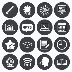 Education and study icon. Presentation signs.