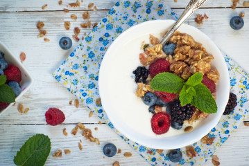Yogurt with Granola and fresh berries