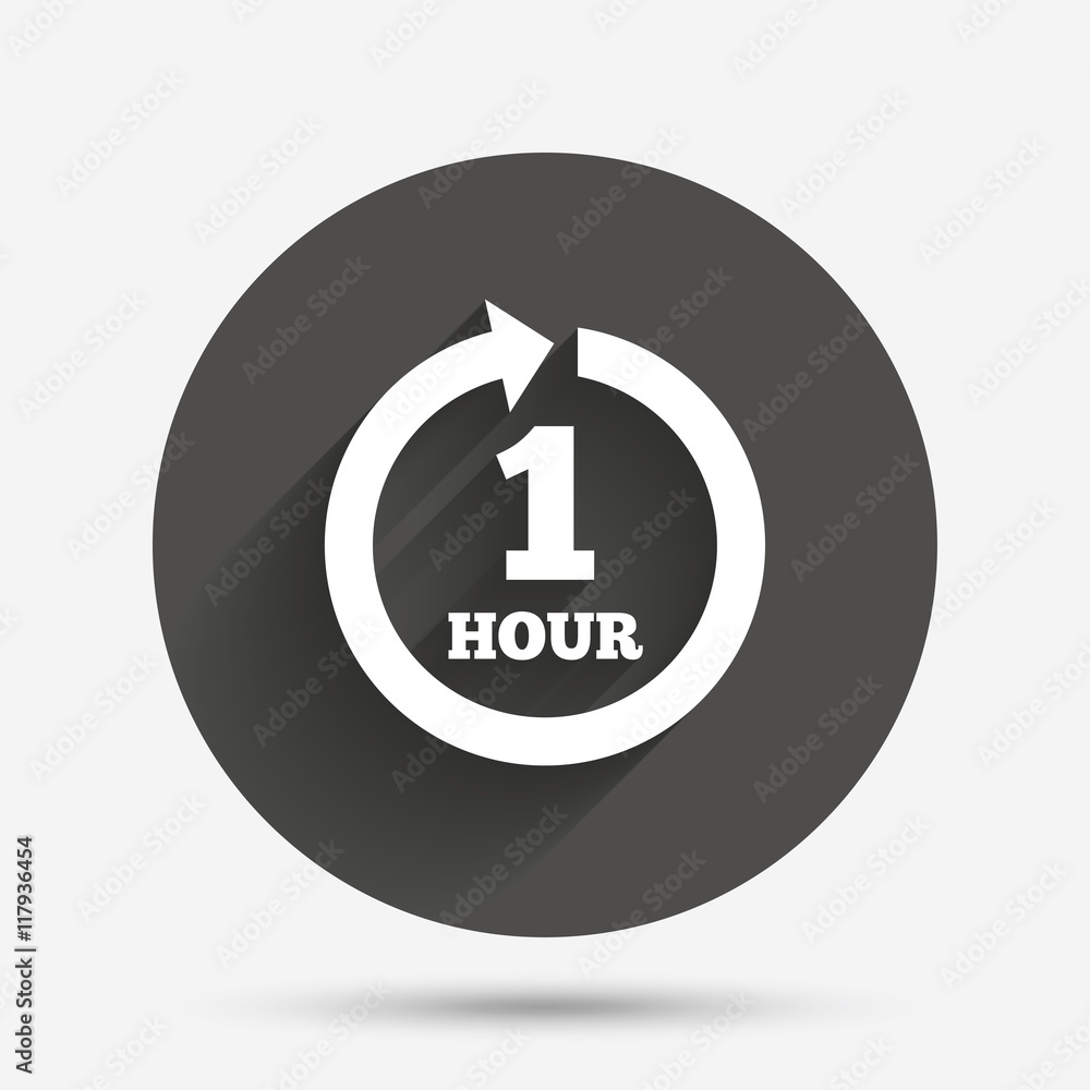 Poster Every hour sign icon. Full rotation arrow.