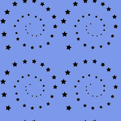 Stars spiral black seamless pattern
