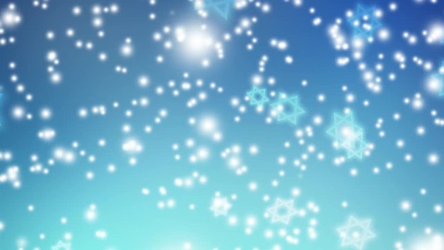 Abstract blue background with falling lights and Jewish stars. HD Israeli animation for Jewish holidays Hannukah, Pesach, Rosh Hashanah, Purim