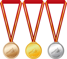 medals volleyball sport  - obrazy, fototapety, plakaty