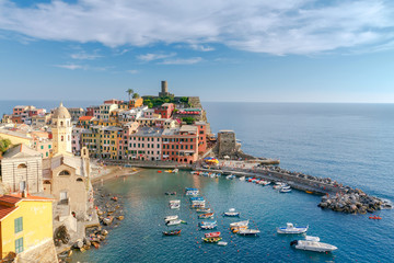 Vernazza. Ancient Italian village on the Mediterranean coast.