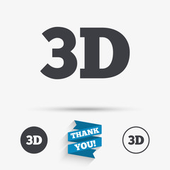 3D sign icon. 3D New technology symbol.