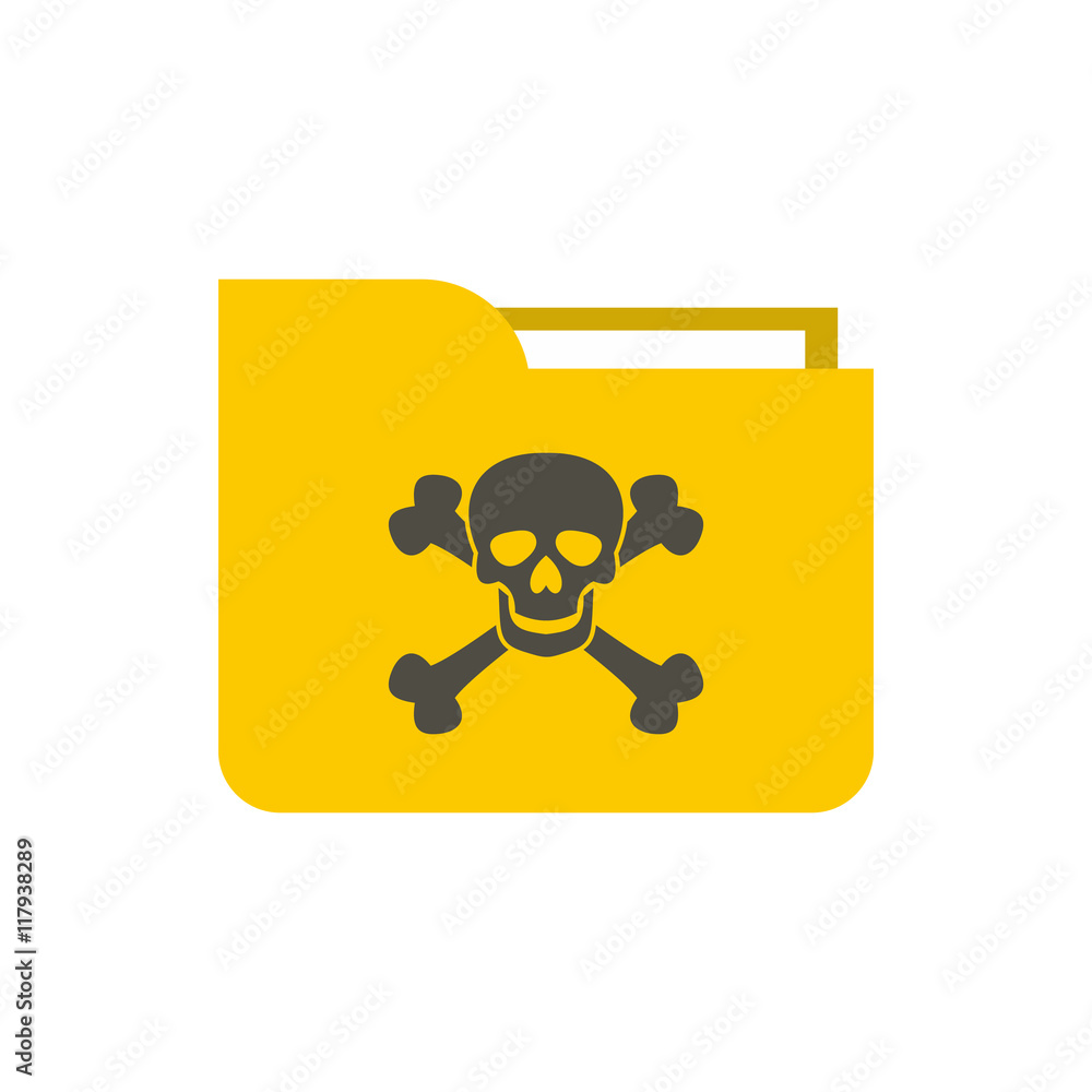 Poster virus in e-mail icon in flat style isolated on white background. hacking symbol