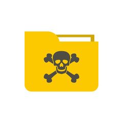 Virus in e-mail icon in flat style isolated on white background. Hacking symbol