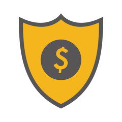 flat design shield dollar sign icon vector illustration