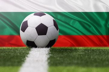 Bulgaria soccer ball against Bulgaria flag