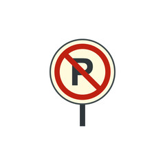 Parking is prohibited icon in flat style isolated on white background. Forbidden symbol