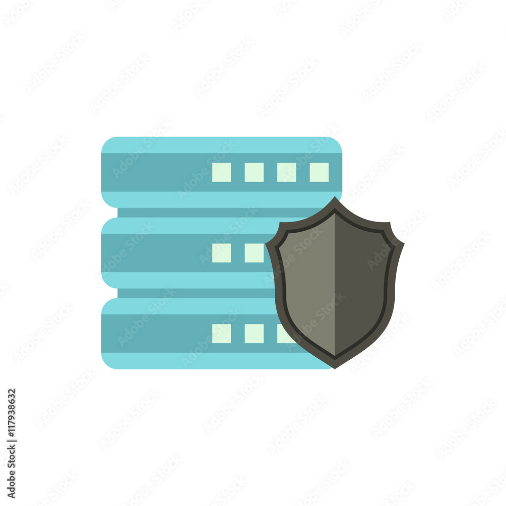 Poster data storage security icon in flat style isolated on white background. security symbol