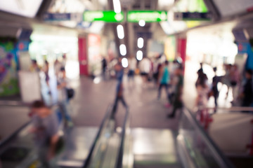 Abstract blurred background many of people walking and standing