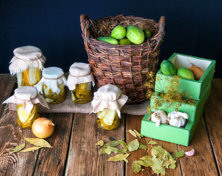 Pickles in jars for the winter