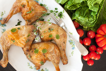 Roasted Chicken Legs Marjoram Flavored