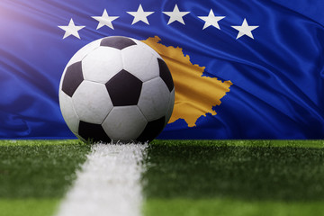 soccer ball against Kosovo flag