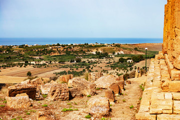 Ancient Temple Ruins in Agrigento, Sicily