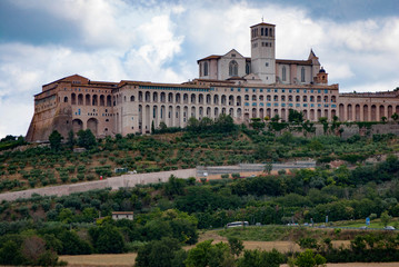 Fototapeta na wymiar The Castle and Cathedral at St. Francis of Assisi in Umbria, Italy