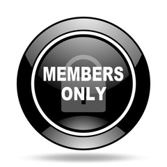 members only black glossy icon
