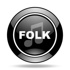 folk music black glossy icon