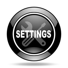 settings black glossy icon