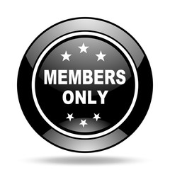 members only black glossy icon