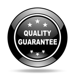 quality guarantee black glossy icon