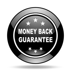 money back guarantee black glossy icon