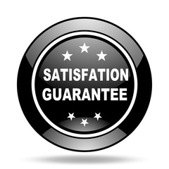 satisfaction guarantee black glossy icon