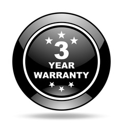 warranty guarantee 3 year black glossy icon