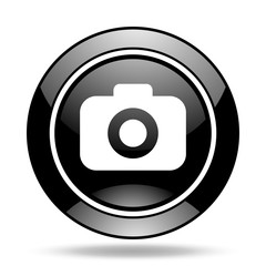 photo camera black glossy icon