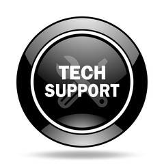 technical support black glossy icon