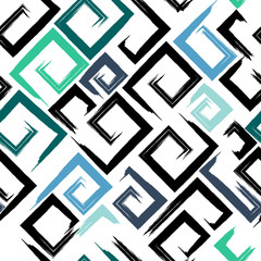 Cute vector geometric seamless pattern. Brush strokes. Hand drawn grunge texture. Abstract forms. Endless texture can be used for printing onto fabric or paper
