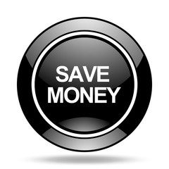save money black glossy icon